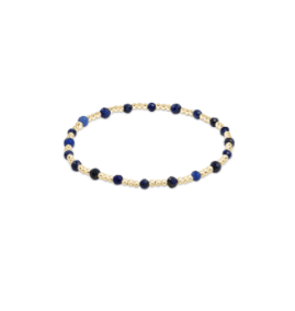 Gemstone Gold Sincerity Pattern 3mm Bead Bracelet - Lapis - Enewton - Gaines Jewelers
