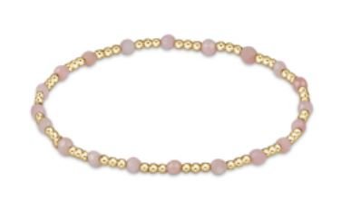 Gemstone Gold Sincerity Pattern 3mm Bead Bracelet - Pink Opal - Gaines Jewelers