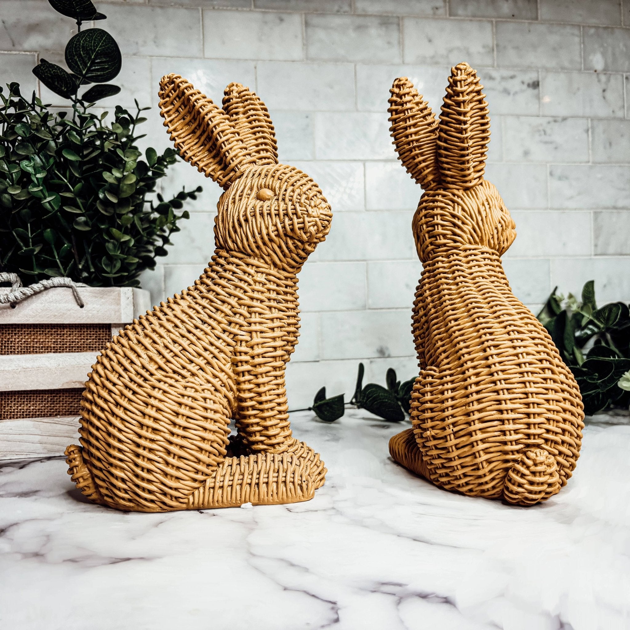 Gia Roma - Bunny Decoration, Farmhouse Easter Rabbit Home Decor Statues: Brown - Gaines Jewelers