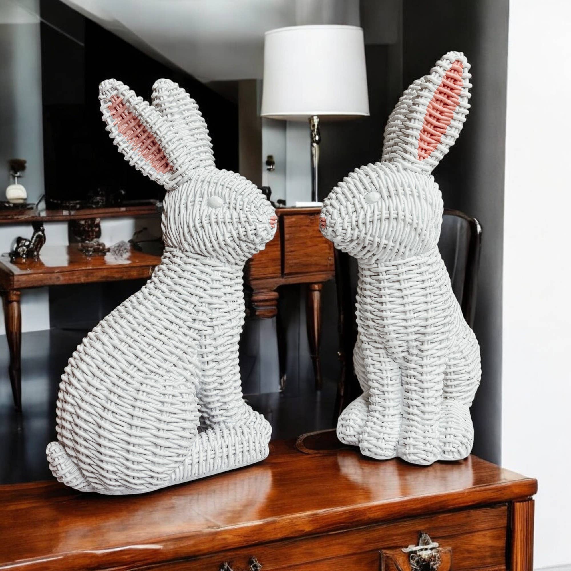 Gia Roma - Bunny Decoration, Farmhouse Easter Rabbit Home Decor Statues: Brown - Gaines Jewelers