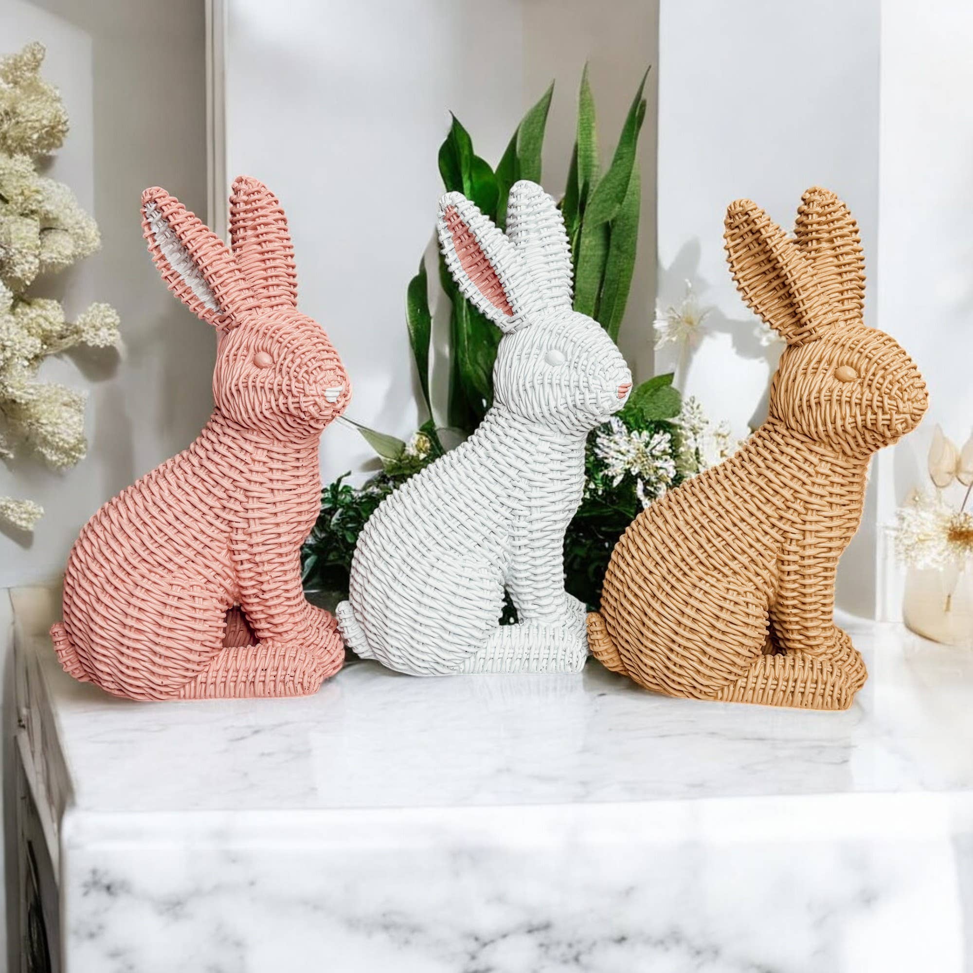 Gia Roma - Bunny Decoration, Farmhouse Easter Rabbit Home Decor Statues: Brown - Gaines Jewelers