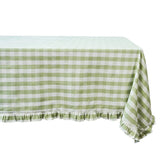 Gingham Ruffle 60" x 120" Tablecloth - Seagrass - Juliska - Gaines Jewelers