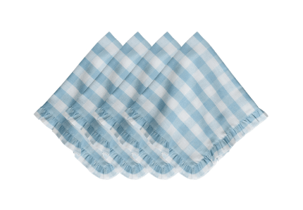 Gingham Ruffle Napkin Set/4 - Ocean - Juliska - Gaines Jewelers