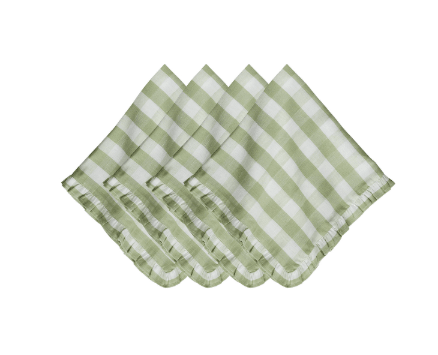 Gingham Ruffle Napkin Set/4 - Seagrass - Juliska - Gaines Jewelers