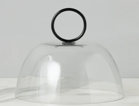 Glass Dome Food Cover, Black Ring Handle, Large - Etu Home - Gaines Jewelers
