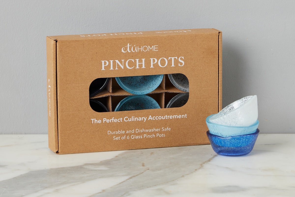Glass Pinch Pots - Blue Tones - Boxed Set of 6 - Etu Home - Gaines Jewelers