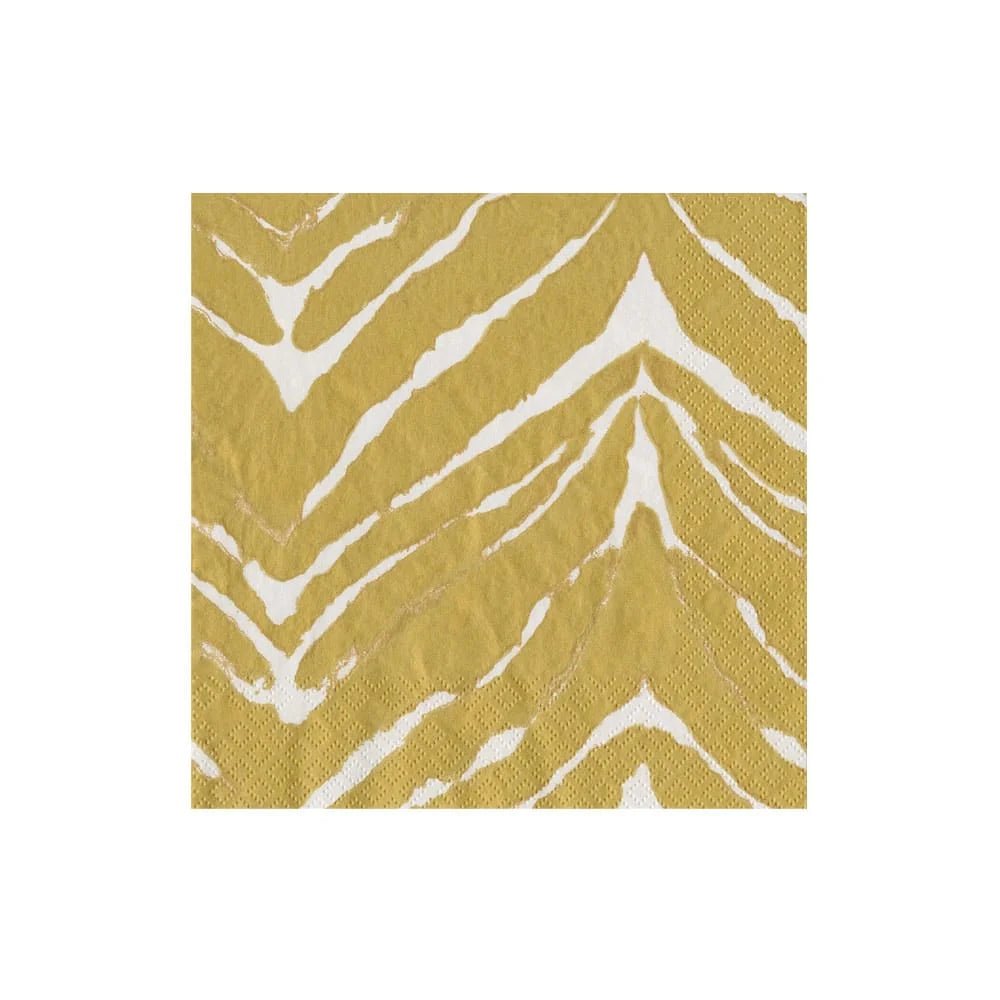 Go Wild White/Gold Cocktail Napkin - Caspari - Gaines Jewelers