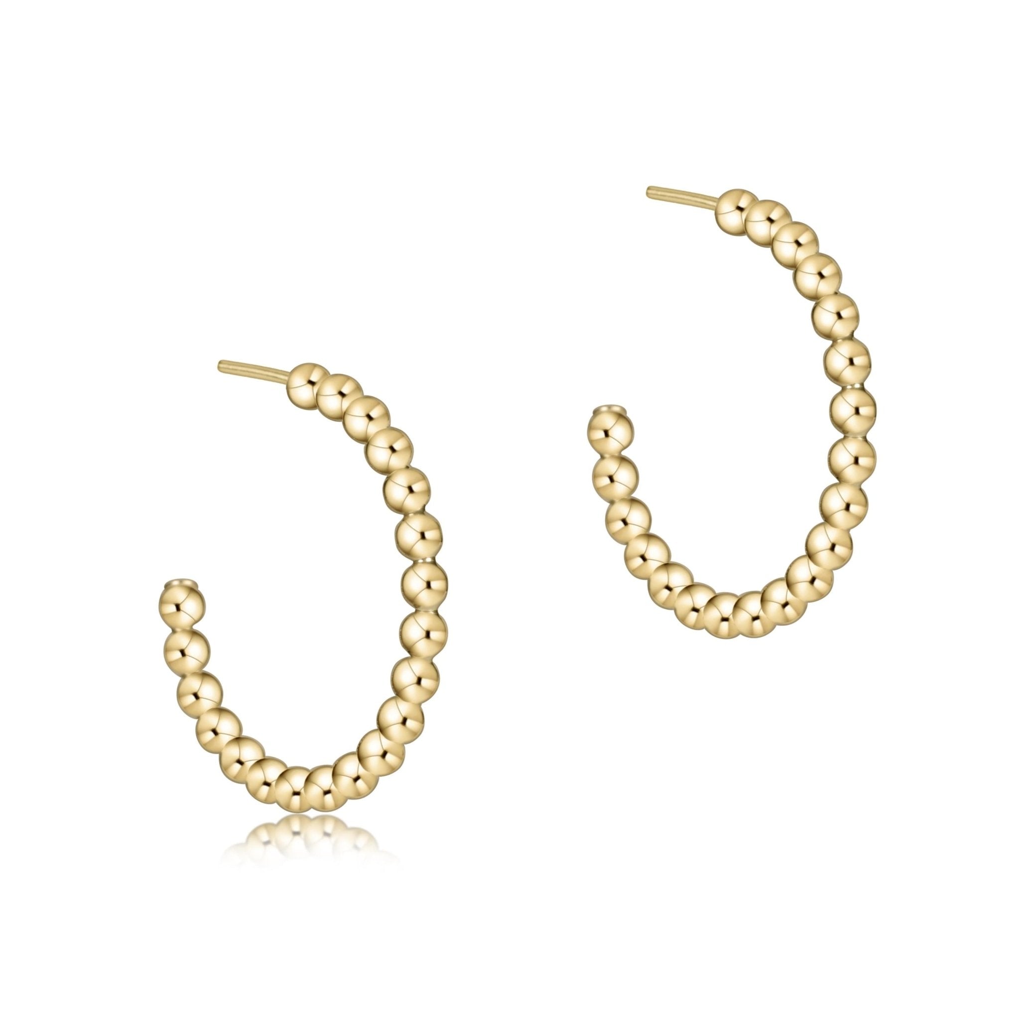 Gold 2mm Beaded Classic 1" Post Hoop - enewton - Gaines Jewelers