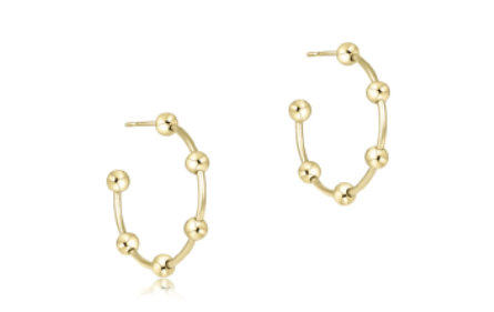 Gold 4mm Beaded Simplicity Post Hoop 1" - Enewton - Gaines Jewelers