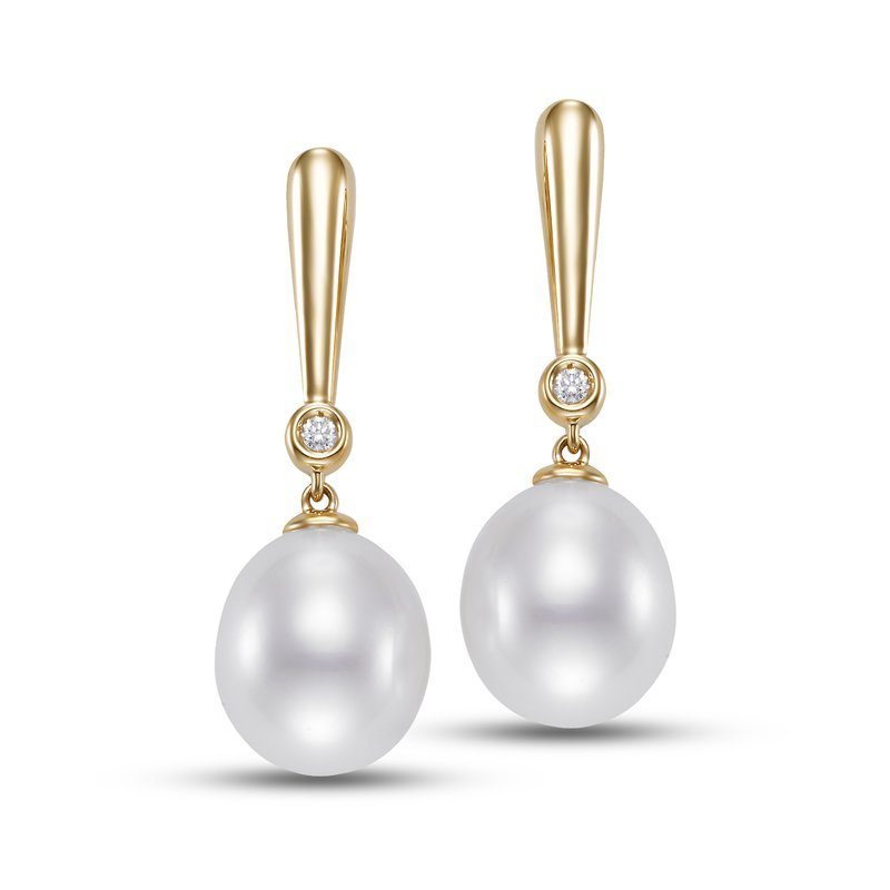 Gold Pearl Point Earrings in 18kt with 7-7.5mm Freshwater Pearls - Mastoloni - Gaines Jewelers