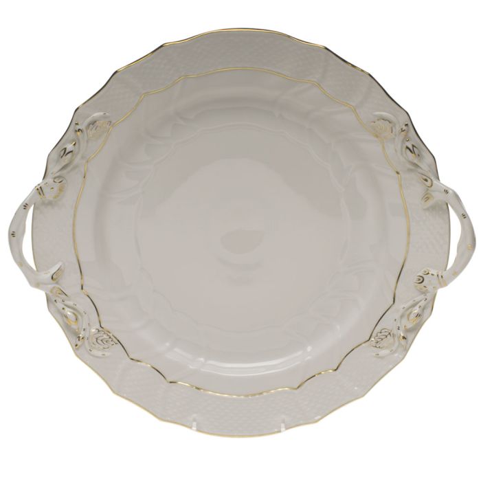 Golden Edge Chop Plate with Handles - Herend - Gaines Jewelers