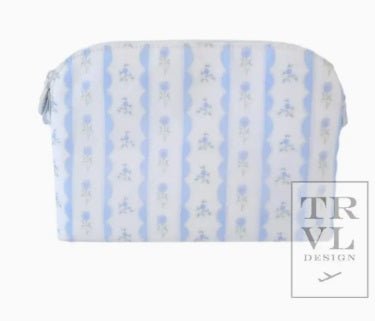 Goodie Cosmetic Bag - Ribbon Floral Blue - TRVL Design - Gaines Jewelers