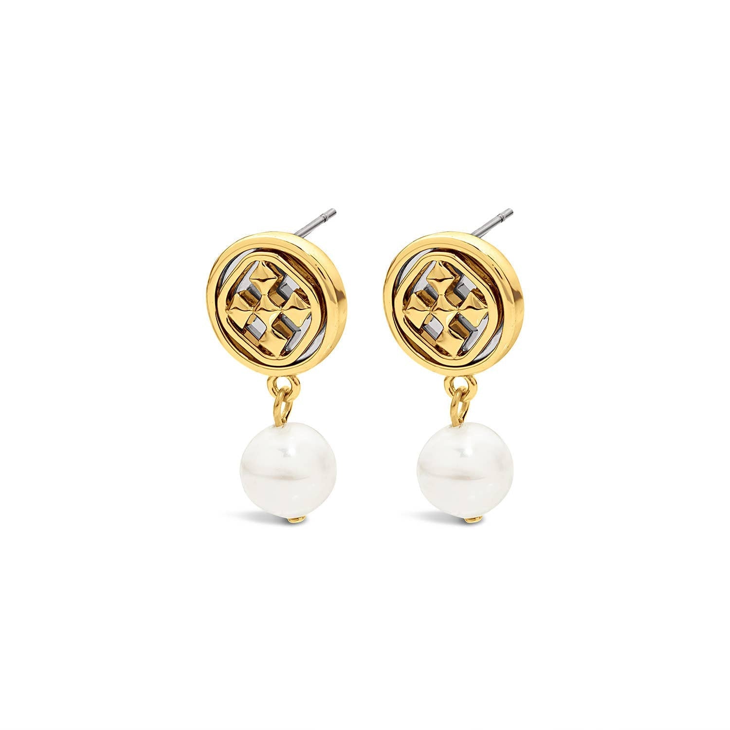 Gracewear Collection - Dangle Medallion Pearl Earrings - Gaines Jewelers