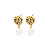 Gracewear Collection - Dangle Medallion Pearl Earrings - Gaines Jewelers