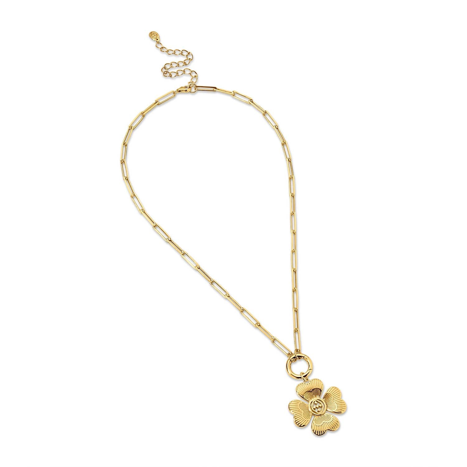Gracewear Collection - Gold paperclip choker with flower charm - Gaines Jewelers
