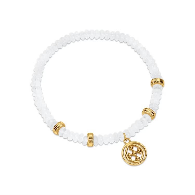 Gracewear Collection - Medallion gold opal bracelet: Pearl white - Gaines Jewelers