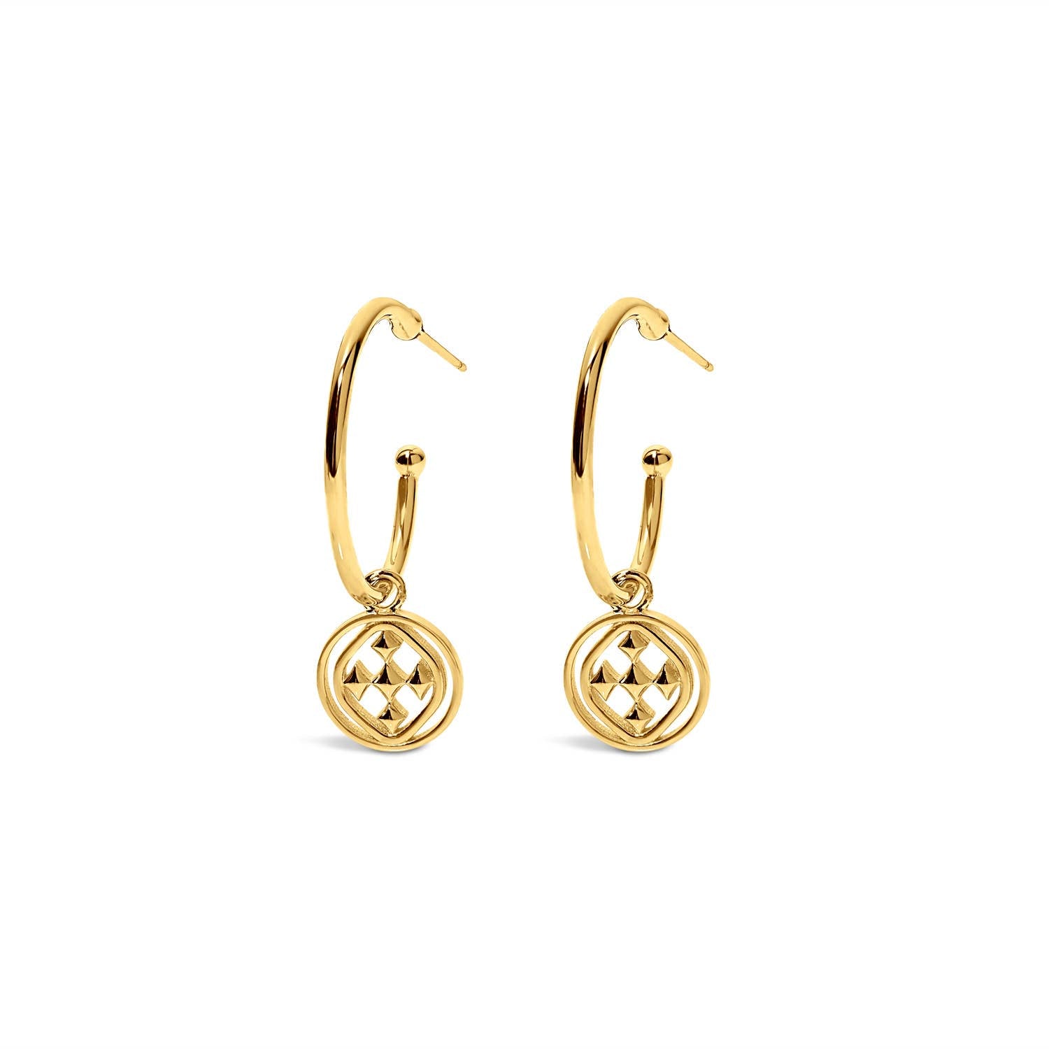 Gracewear Collection - Medallion small hoop earrings: Gold Vermeil - Gaines Jewelers