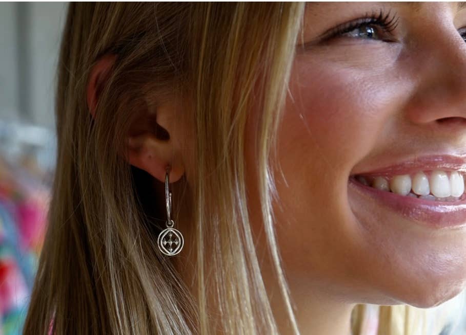Gracewear Collection - Medallion small hoop earrings: Gold Vermeil - Gaines Jewelers