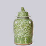 Green and White Porcelain Lotus Temple Jar - Cobalt Guild - Gaines Jewelers