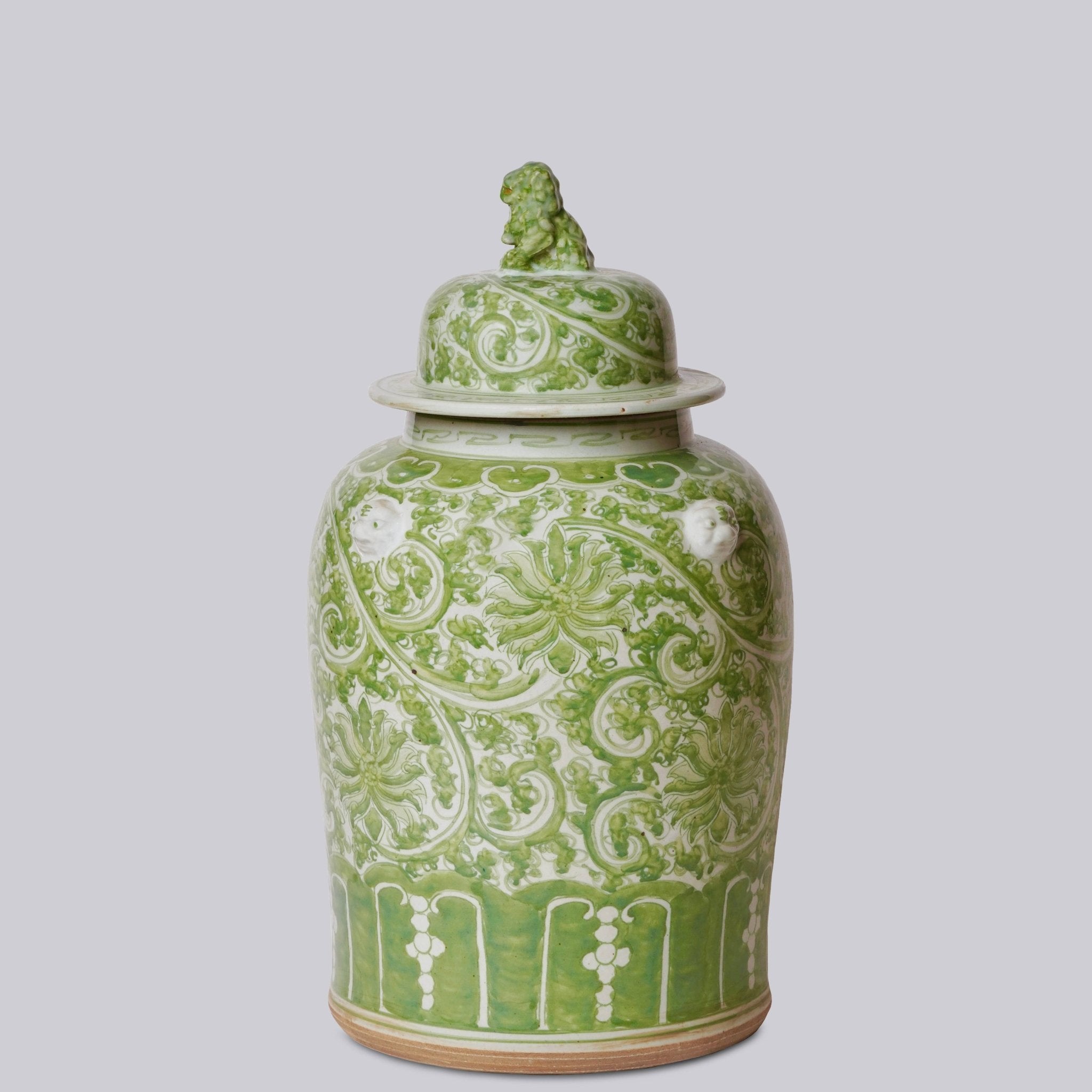 Green and White Porcelain Lotus Temple Jar - Cobalt Guild - Gaines Jewelers