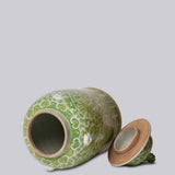 Green and White Porcelain Lotus Temple Jar - Cobalt Guild - Gaines Jewelers