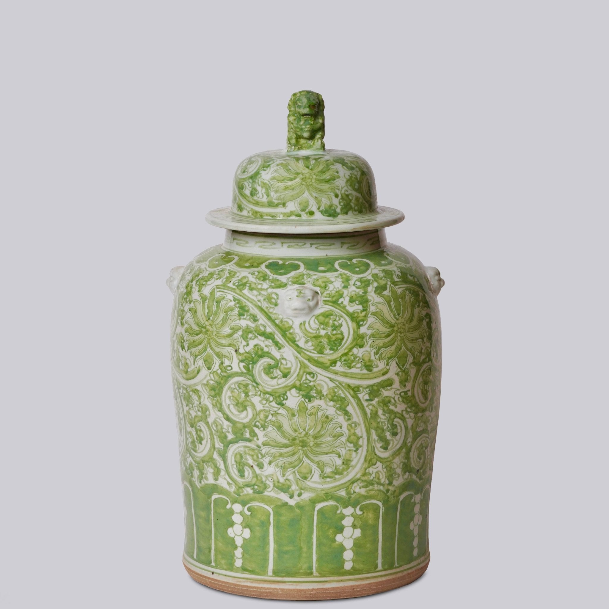 Green and White Porcelain Lotus Temple Jar - Cobalt Guild - Gaines Jewelers
