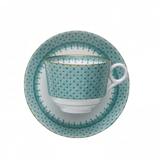 Green Lace Tea Cup and Saucer - Mottahedeh - Gaines Jewelers