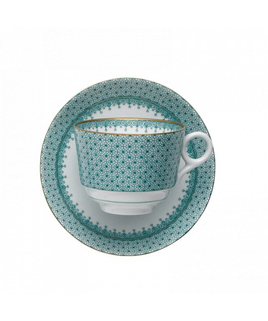 Green Lace Tea Cup and Saucer - Mottahedeh - Gaines Jewelers