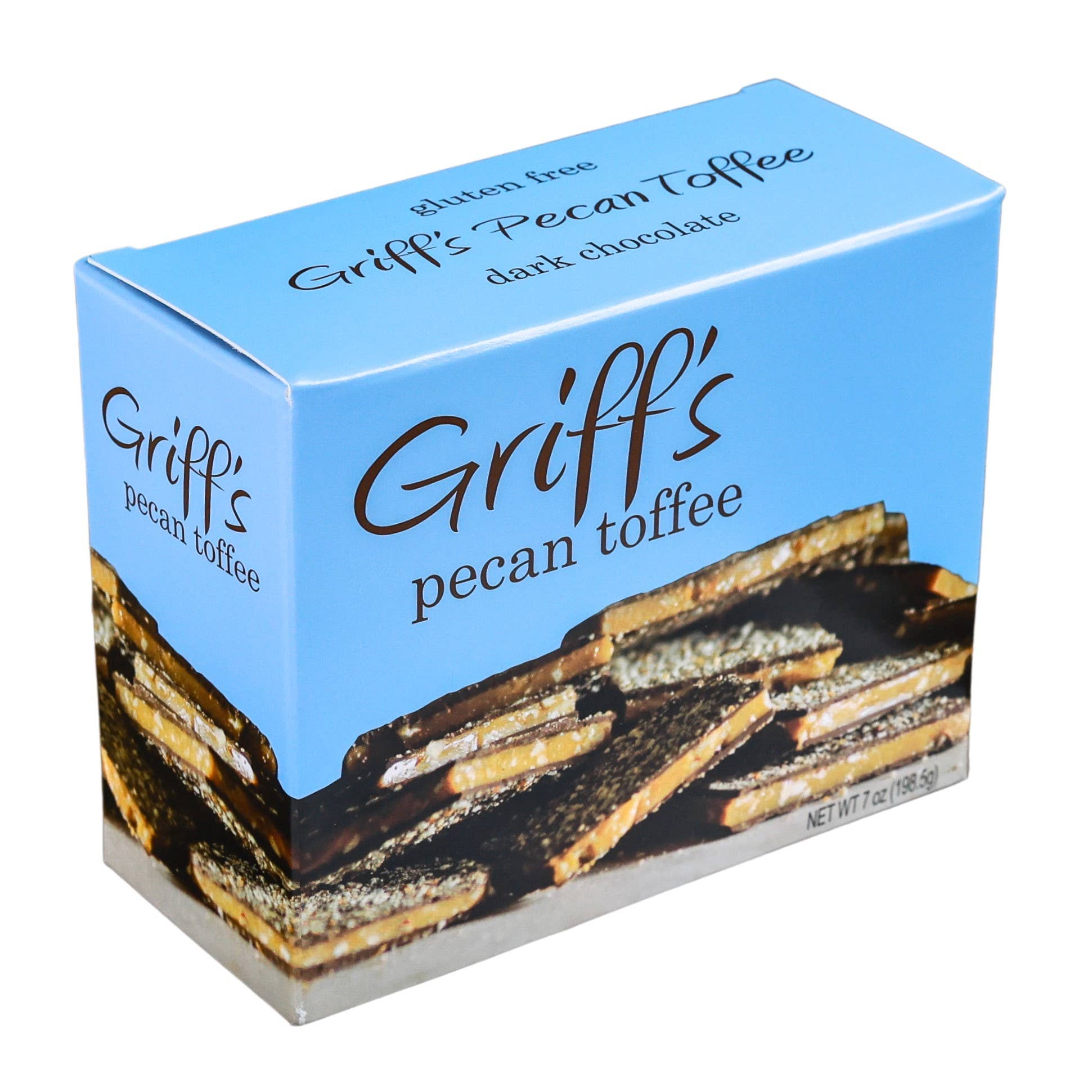 Griff's Toffee - Griff's Pecan Toffee - 7oz Dark Chocolate Toffee - Gaines Jewelers
