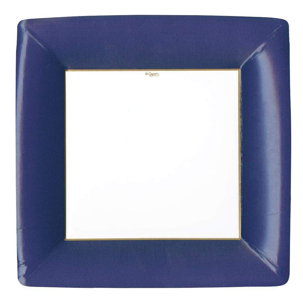 Grosgrain Border Navy Square Dinner Plate - Caspari - Gaines Jewelers