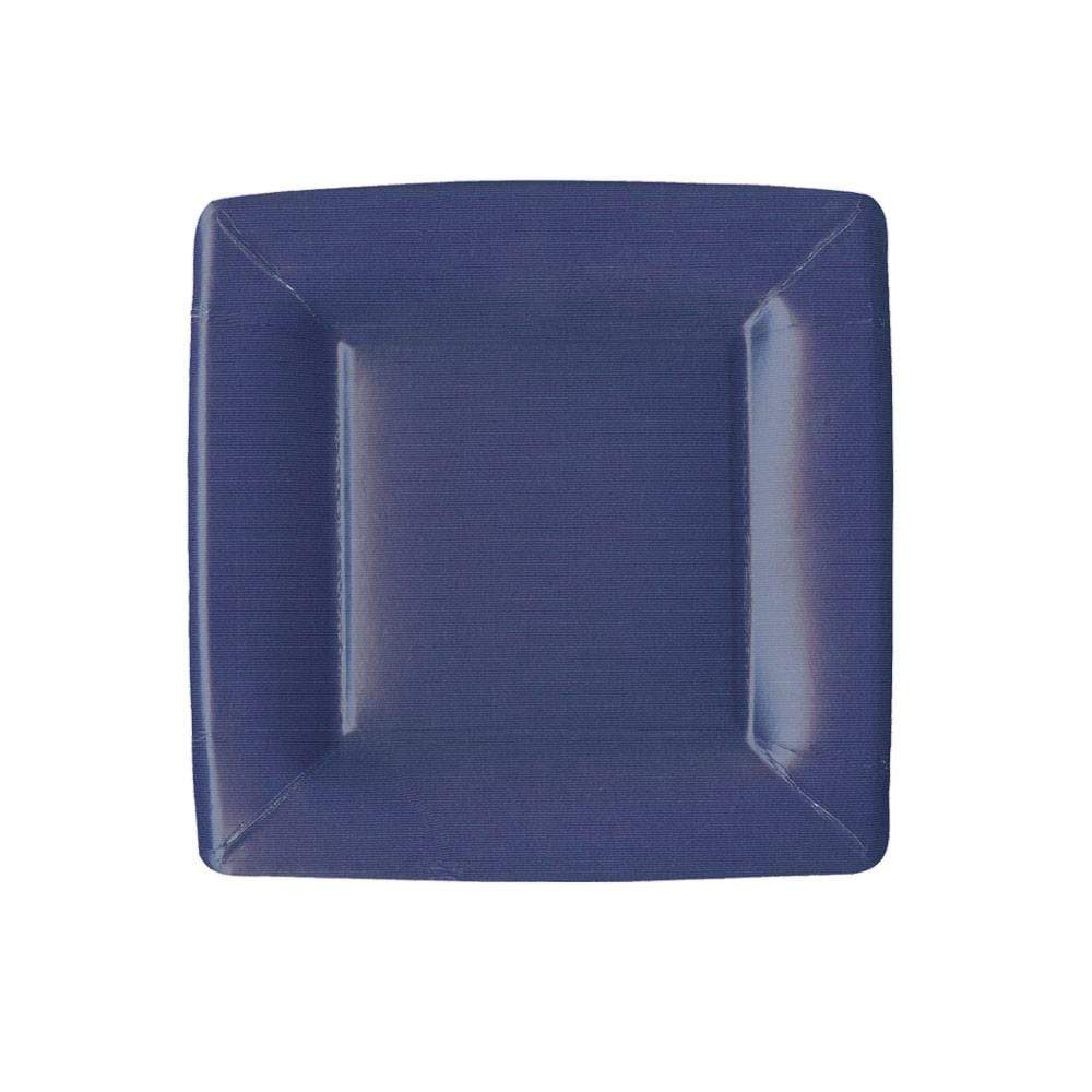 Grosgrain Border Navy Square Salad/Dessert Plate - Caspari - Gaines Jewelers