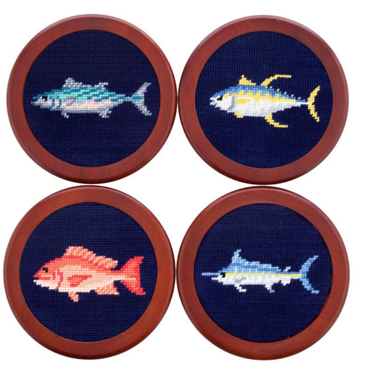 Gulf Coast Fish Coasters (Dark Navy) Smathers and Branson - Gaines Jewelers