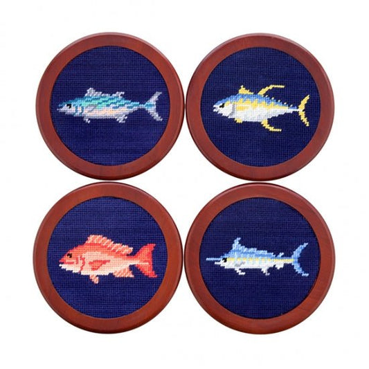 Gulf Coast Fish Needlepoint Coaster Set - Gaines Jewelers