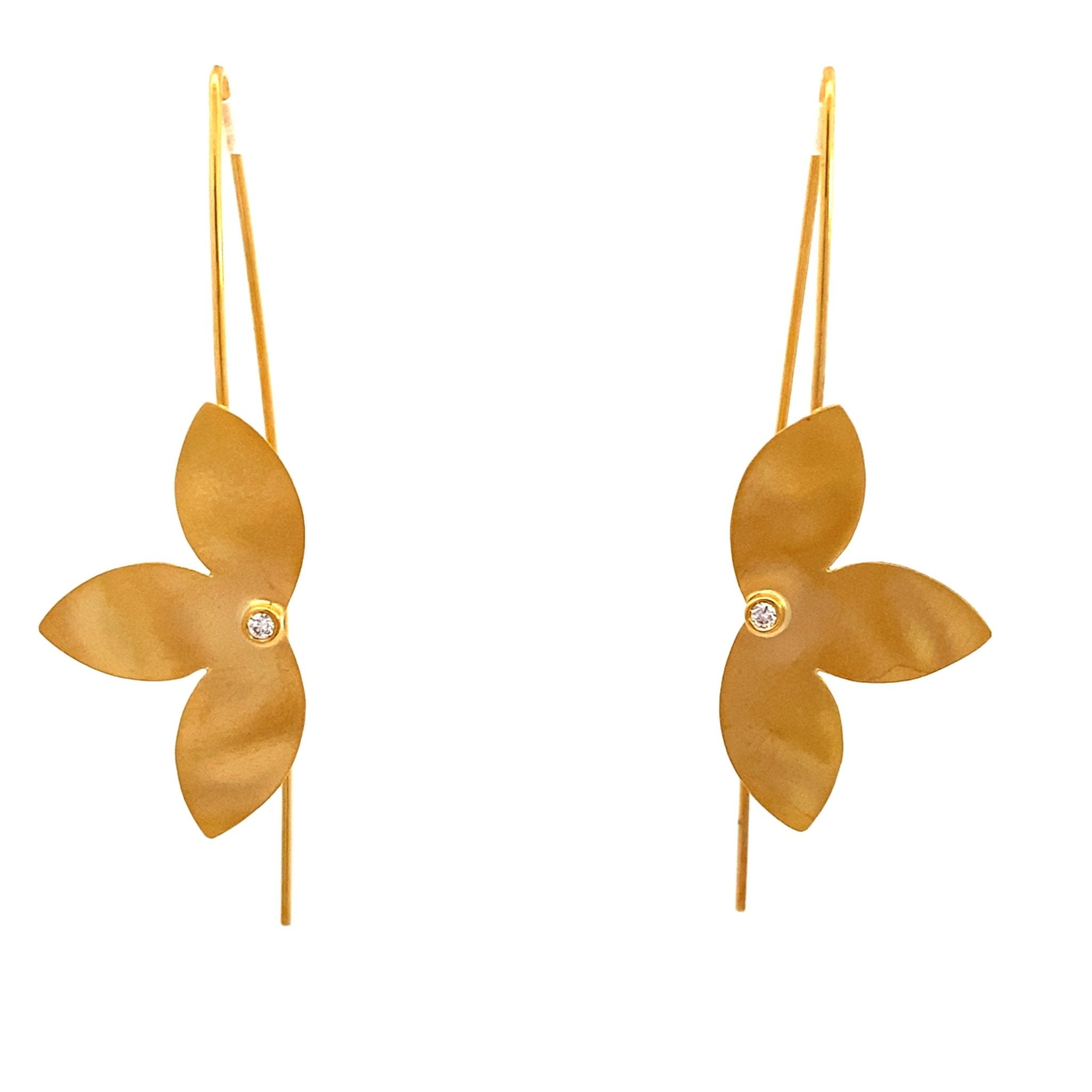Half Flower 14kt Yellow Gold Earring - Marika - Gaines Jewelers