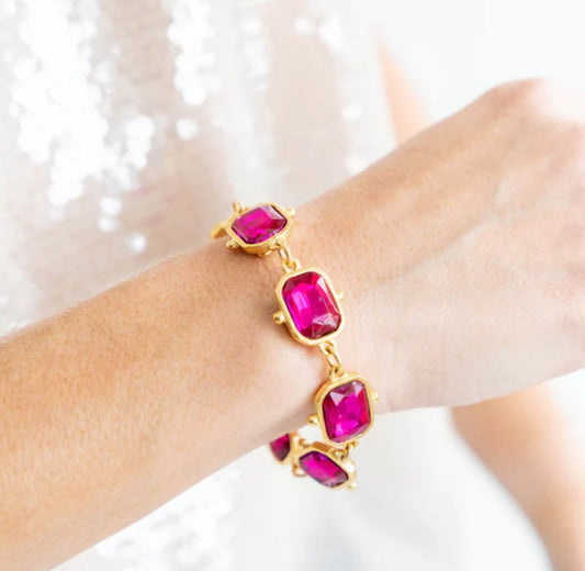 Handcast Gold Hot Pink Collins Tennis Bracelet - Gaines Jewelers