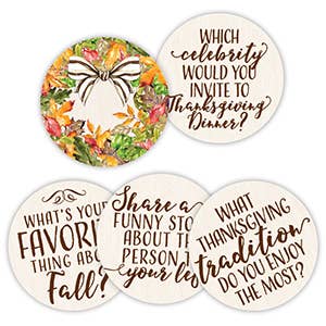 Handpainted Autumn Leaf Wreath Conversation Coaster - RosanneBeck Collections - Gaines Jewelers