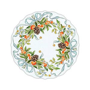 Handpainted Christmas Citrus Wreath Posh Die - Cut Placemat - RosanneBeck Collections - Gaines Jewelers