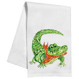 Handpainted Gator with Orange Bandana Kitchen Towel - RosanneBeck Collections - Gaines Jewelers