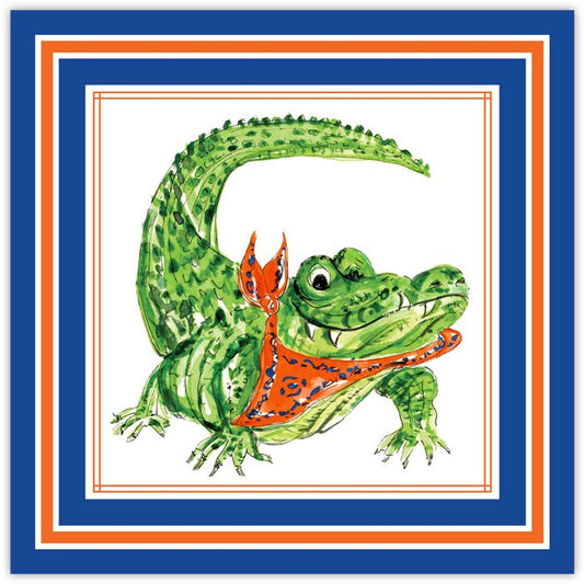 Handpainted Gator with Orange Bandana Square Placemat - RosanneBeck Collections - Gaines Jewelers