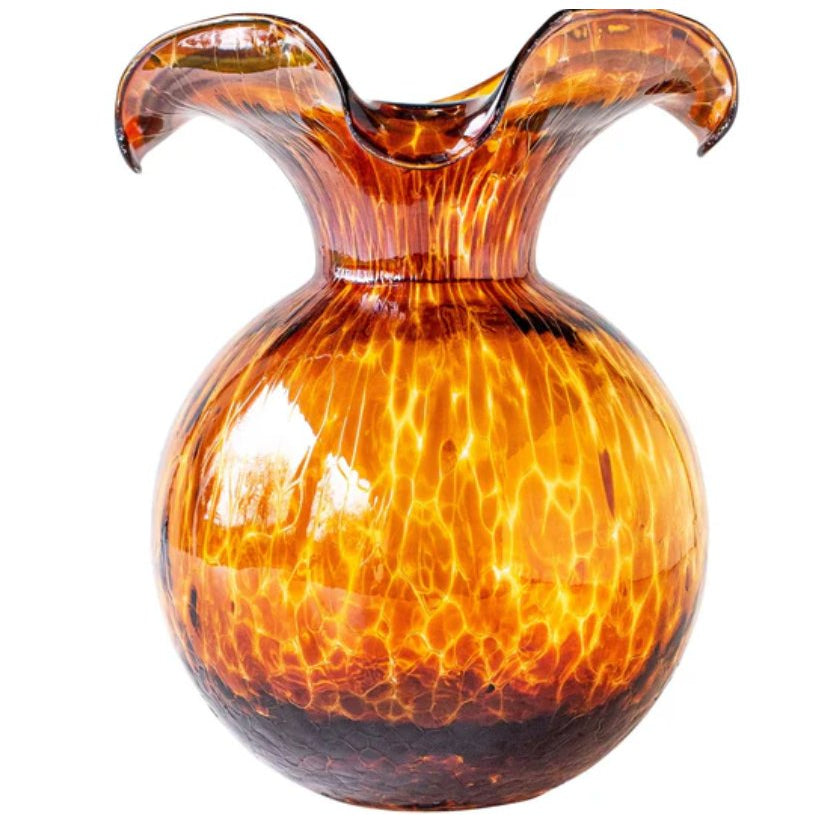 Hibiscus Glass Tortoiseshell Fluted Vase - Brown - Medium - Vietri - Gaines Jewelers