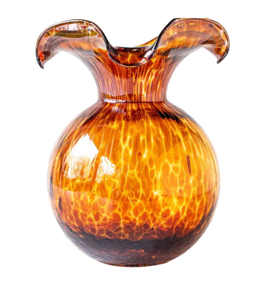 Hibiscus Glass Tortoiseshell Fluted Vase - Brown - Medium - Vietri - Gaines Jewelers