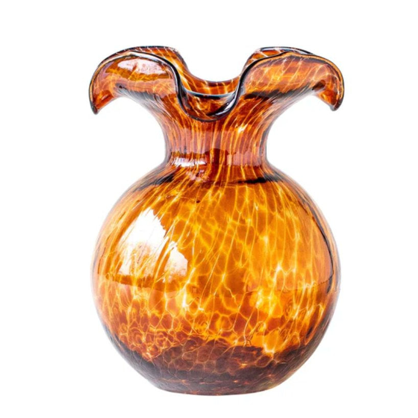 Hibiscus Glass Tortoiseshell Fluted Vase - Brown - Small - Vietri - Gaines Jewelers