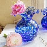 Hibiscus Glass Tortoiseshell Fluted Vase - Cobalt - Small - Vietri - Gaines Jewelers