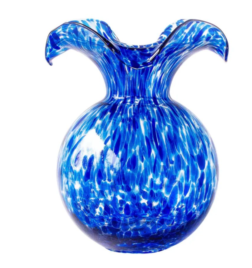 Hibiscus Glass Tortoiseshell Vase - Medium - Cobalt - Vietri - Gaines Jewelers