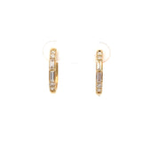 Hoop Earring with alternating round & baguette diamonds in 14kt yellow gold - Bassali - Gaines Jewelers