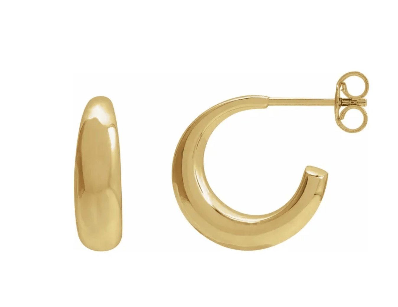 Hoop Earrings 14KY Yellow Gold, 14.4 mm with Friction Backs - Stuller - Gaines Jewelers