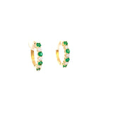 Hoop earrings with emeralds and diamonds, small in 14kt yellow gold by Nemati - Gaines Jewelers