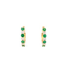 Hoop earrings with emeralds and diamonds, small in 14kt yellow gold by Nemati - Gaines Jewelers