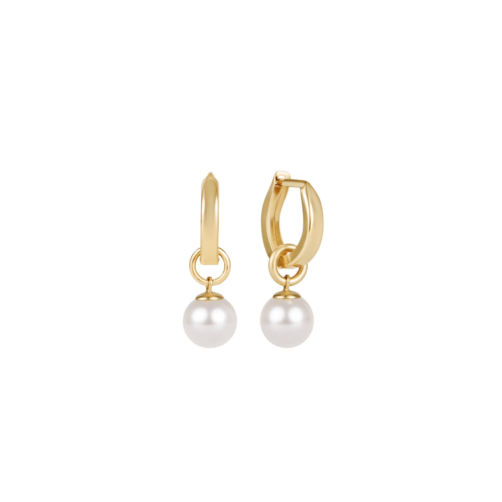 Huggie Gold 0.5" Hoop - Classic Pearl 8mm Charm - enewton - Gaines Jewelers