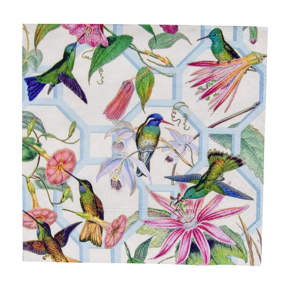 Hummingbird Trellis Cocktail Napkin - Caspari - Gaines Jewelers